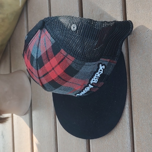Angry Birds Red Black Plaid Trucker Mesh Snapback Hat Cap - Picture 3 of 9